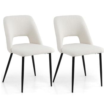 Costway Juego de 2 Sillas Tapizada de Bar para Cocina con Altura de Mostrador de 2 Piezas Patas de Metal Respaldo Hueco 48,5 x 57 x 85 cm Beige