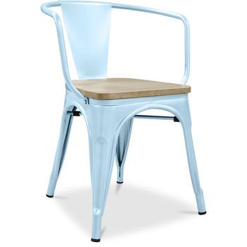 Silla De Comedor Con Reposabrazos - Diseño Industrial - Madera Y Acero - Nueva Edición - S