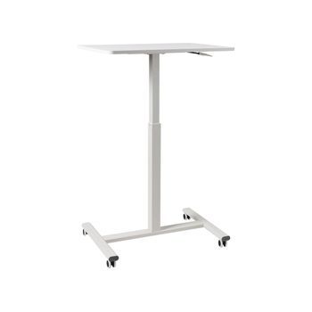 Escritorio De Altura Regulable Manual Para Ordenador Portátil Oficina Moderna 65 X 48 Cm Soporte De Acero Blanco Academia