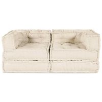 vidaxl unidad de sofa modular 2 uds tela crema 140 x 70 x 56 cm