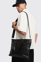 man debossed wallet and carry bag set negro