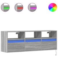 mueble de tv de pared con luces led gris sonoma 130x31x45 cm vidaxl