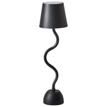Lámpara De Mesa Moderna De Hierro Aluminio Con Interruptor Táctil Cable Usb De Carga Inalámbrica Para Interior Y Exterior Negro Vouga