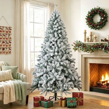 Árbol De Navidad De Abeto De Pvc Acerohomcom 220 Cm - Verde Y Blanco