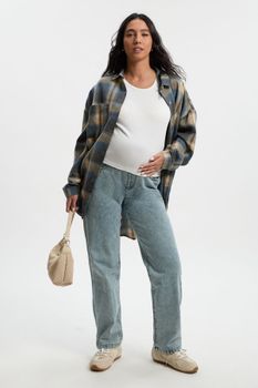 Vaqueros Premamá Rectos Sobre La Barriga, Azul
