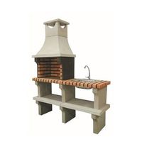 bbq x-art - barbacoa con fregadero construido con ladrillo y cemento refractario - 142x50x193cm