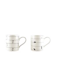 tazas de te blancas con diseno de gato - set de 2