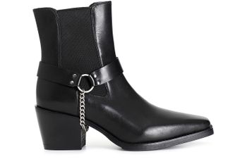 botín mujer de piel con elástico y tobillera extraíble black 37