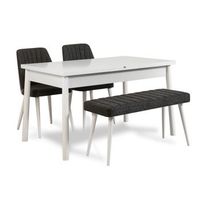 set mesa comedor extensible y sillas 4 piezas santiago antracita blanco