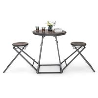 costway conjunto de comedor plegable mesa redonda y taburetes de bar para espacios pequenos gris