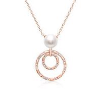 cadena de plata 925 con colgante circular y perla en color rosado