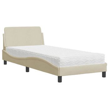 Cama Con Colchón Dover Tela Color Crema 80x200 Cm Vidaxl