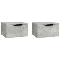 pack 2 uds mesita de noche  mesa auxiliar  mesilla de pared color gris hormigon 34x30x20 cm
