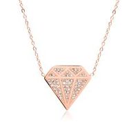 cadena de acero inoxidable chapado en oro rosa con circonita cubica