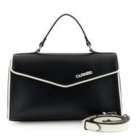 bolso de mano con solapa asa acolchada y bolsillo trasero black