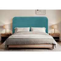 dhome cabecero turquesa curvo con patas tapizado en pana 100cm con altura 125cm para pared acustico absorbente cabezal cama dormitorio turquesa 100cm