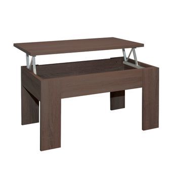 Acomoda Textil – Mesa De Centro Elevable Para Almacenamiento De Madera Gala. Mesita Amplia Y Cómoda Para Salón Y Comedor 46x90x50 Cm. (wengué)