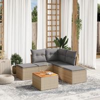 conjunto de sofas jardin con cojines 6 uds  mueble jardin mesa y sillas ratan sintetico beige cfw188583