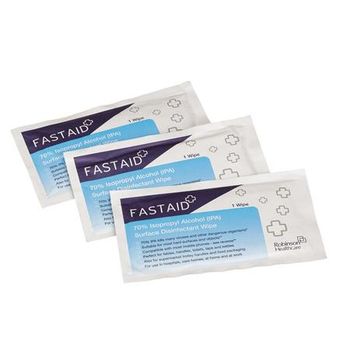 FAST AID Disinfectant Alcohol Wipes for Surfaces, 70% Alcohol, 50 Sachets