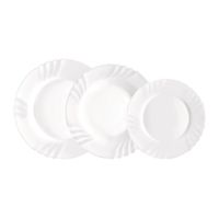 vajilla 18 piezas vidrio opal blanca