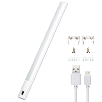 Aigostar Luz LED Armario 60 cm con Sensor Movimiento, luz led adhesiva de inducción para armarios, Barra de luz magnética con cable USB, Luz Nocturna para Escaleras, Armario, Cocina, Garaje, Pasillo