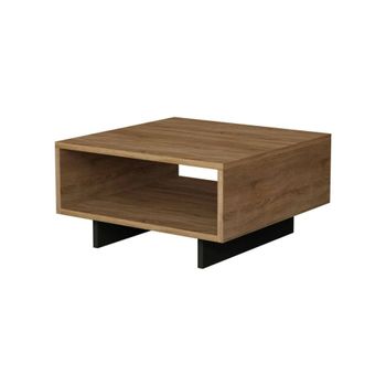 Mesa de café efecto madera roble, antracita 60x60 h32 cm