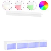 muebles de tv  mueble de salon  gabinete de tv de pared con led 5 pzas madera ingenieria blanco