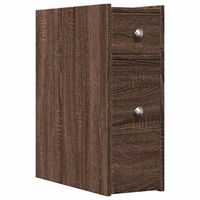 armario de bano  mueble de bano estrecho con ruedas madera marron roble