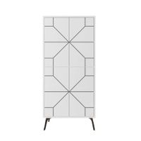 aparador alto de 4 puertas blancas con decoraciones negras alt136 cm