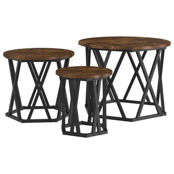 Mesa Lateral Nido 3 Piezas Roble Ahumado 53 X 53 X 40 Cm