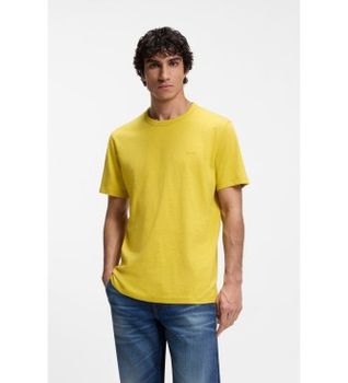 BOSS para hombre. 50508243 Camiseta Punto Logo amarillo (L), Casual, Algodón, Manga corta