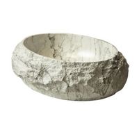 lavabo ovalado - lavabo de bano - resina con textura - marfil 45x32x15cm