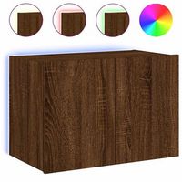 mueble de tv de pared con luces led marron roble 60x35x41 cm vidaxl