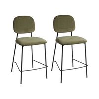 conjunto de 2 sillas de comedor tapizadas con asiento de terciopelo base de hierro negro verde oliva duette