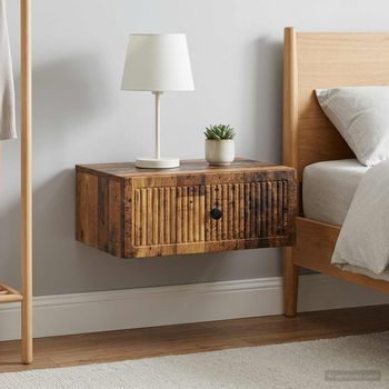 Armario De Noche - Mueble Para Dormitorio - Madera De Ingeniería - Madera Envejecida (49x34.5x20cm)