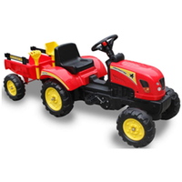 tractor a pedales  con remolque color rojo