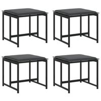 4 uds taburetes de jardin  otomana de jardin  reposapies de jardin con cojines acero y textilene negro