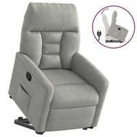 vidaxl sillon reclinable elevable tela de microfibra gris claro