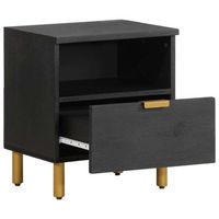 mesita de noche 40x33x46 cm madera trabajada madera maciza de mango y laton - negro