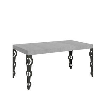 Mesa Extensible Karamay Premium 130/390x90 Cm Patas Hormigón Antracita
