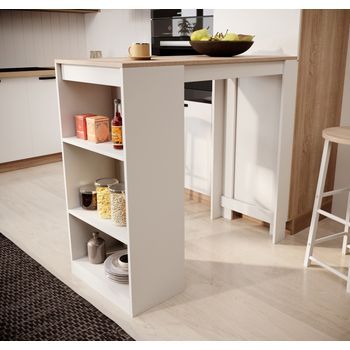 Mesa Alta | 110x103x50cm | Tabla | Modelo Kyra | Blanco Y Sonoma
