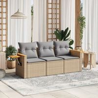 conjunto de sofas de jardin con cojines beige 3 uds  mueble jardin mesa y sillas ratan pe cfw430971