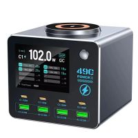 gan tech cargador usb pd de 8 puertos wlx-f1 140w con pantalla digital inteligente 4usb-a4usb-c base de carga inalam