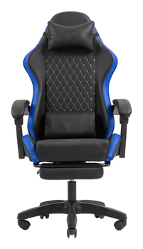 SILLA GAMER MARS GAMING MGCXBBL NEGRA Y AZUL RECLINABLE REPOSABRAZOS AJUSTABLE REPOSAPIES COJINES