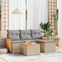 conjunto de sofas jardin con cojines 5 uds  mueble jardin mesa y sillas ratan sintetico beige cfw348377
