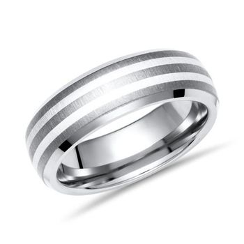 Anillo titanio con incrustación plata 6mm mate