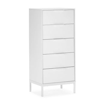 Cómoda alta 5 cajones color blanco