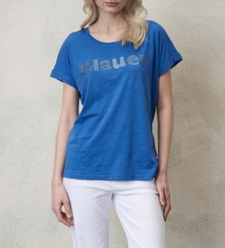 Blauer para mujer. 24SBLDH02336 Camiseta Glitter azul (S), Casual, Algodón, Manga corta