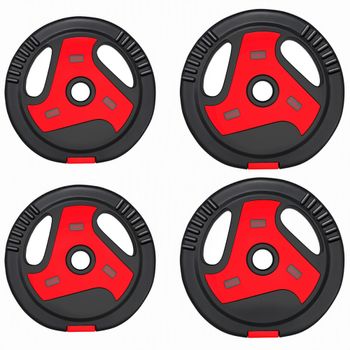SPORTNOW Juego de Discos de Pesas de 4 Piezas Agujero Ø25 mm Total 25 kg 2x7,5kg 2x5kg con Agarres para Mancuernas y Barras Rojo