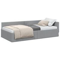 cama individual  cama para adulto  estructura de cama en esquina gris claro 80 cm x 200 cm tela